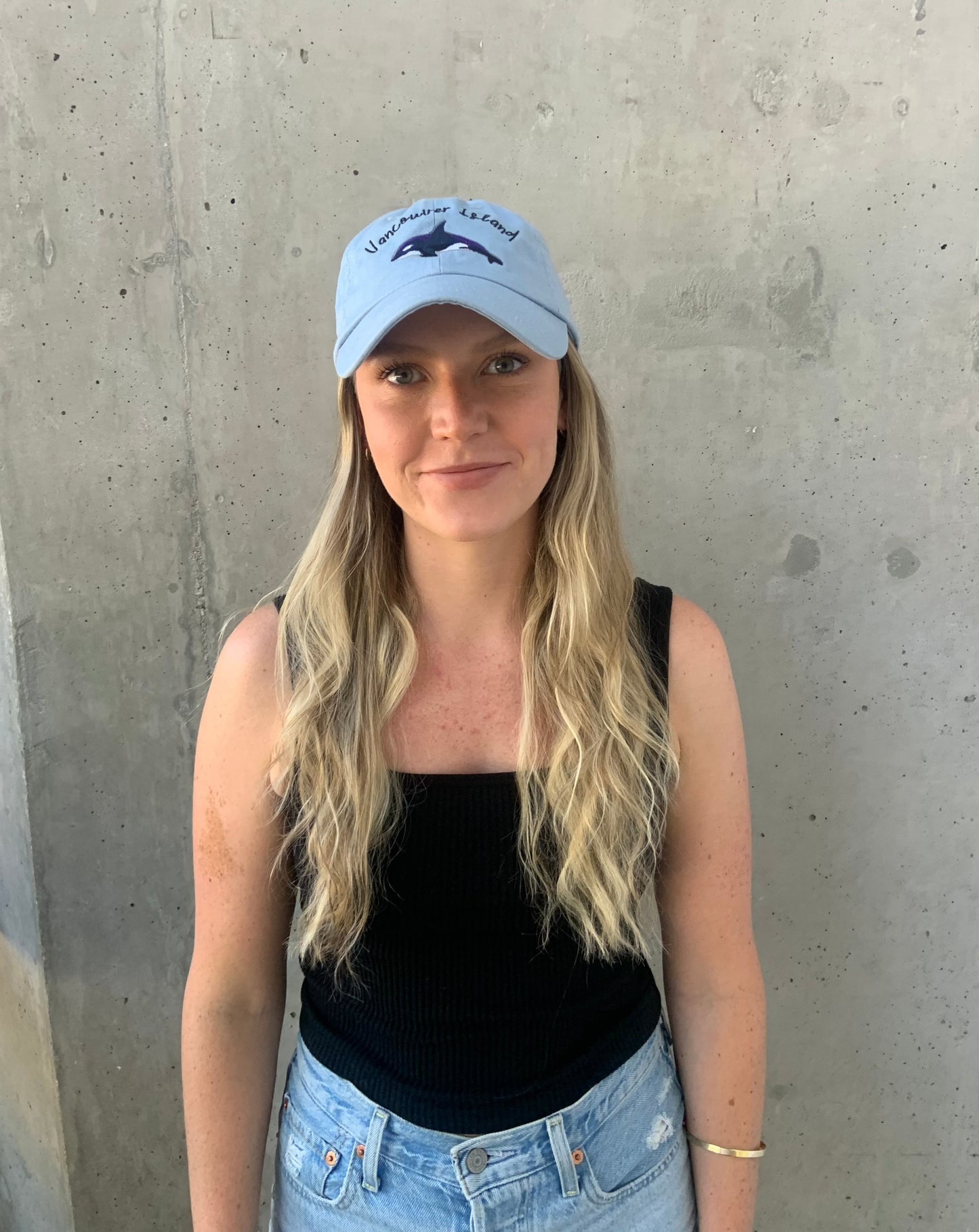 'Orca' Dad Hat – 'Orca' dad hat with a detailed embroidered design, celebrating wildlife and nature in the Gulf Islands.