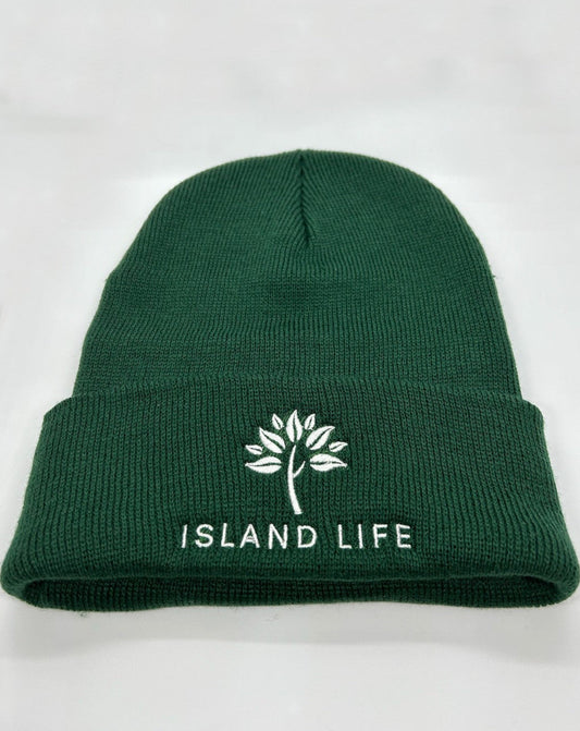 'Forest Green' Embroidered Toque – Cozy 'Forest Green' toque with embroidered detail, ideal for winter island adventures.