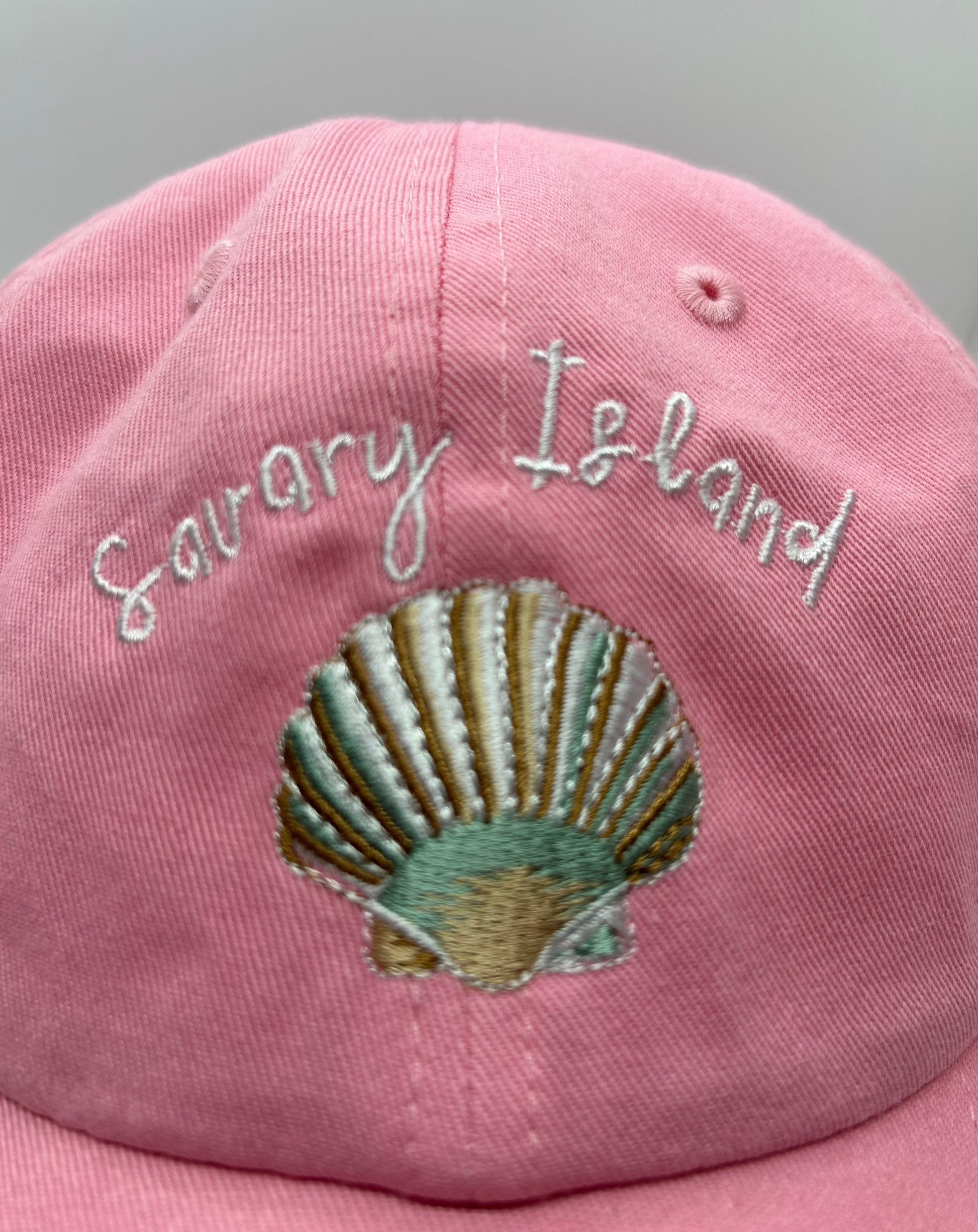 'Seashell' Dad Hat – Pink – 'Seashell' pink dad hat, with an eco-friendly embroidered design inspired by coastal adventures.